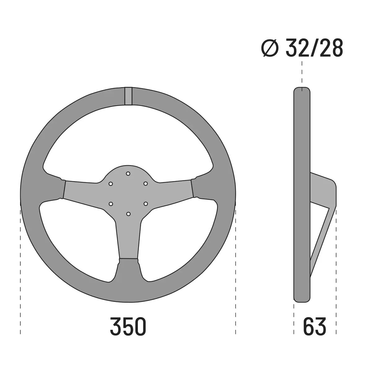 Sparco 015R345MLN Leather Steering Wheel,Black, 350mm