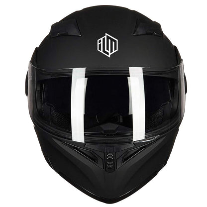 ILM Motorcycle Dual Visor Flip up Modular Full Face Helmet DOT 6 Colors Model 902 (L, Matte Black)