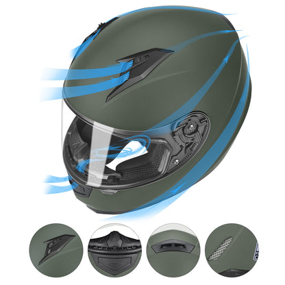 GLX GX11 Compact Lightweight Full Face Motorcycle Street Bike Helmet with Extra Tinted Visor DOT Approved (Camo, Large)