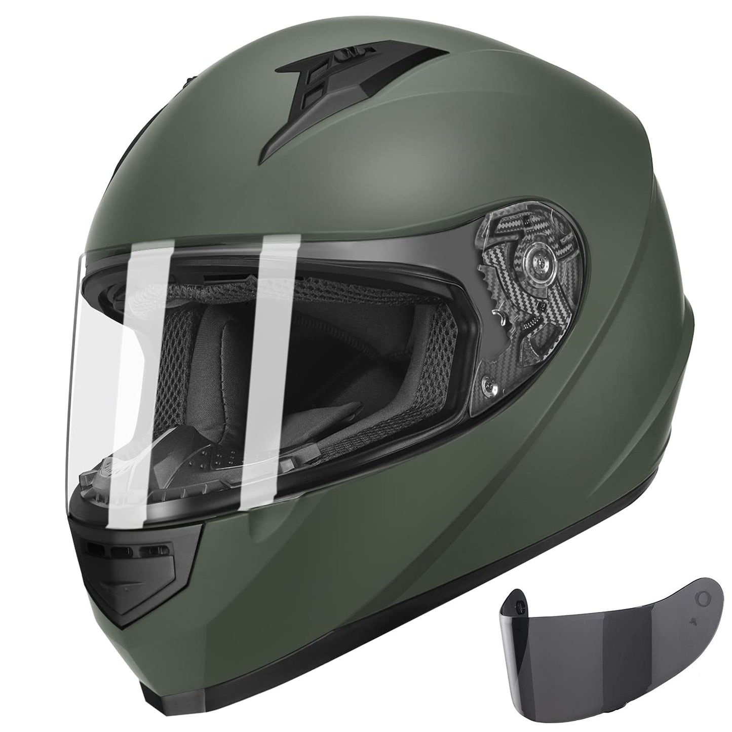 GLX GX11 Compact Lightweight Full Face Motorcycle Street Bike Helmet with Extra Tinted Visor DOT Approved (Camo, Large)