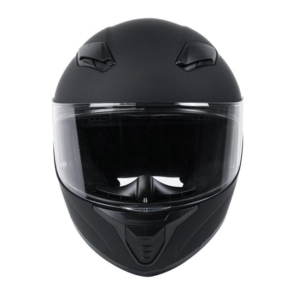 JQF Gear Full Face Motorcycle Helmet WS-607 DOT Approved Motorbike Racing Street Bike Helmets for Adults with Clear and Black Visor (Flat Black BB, L)